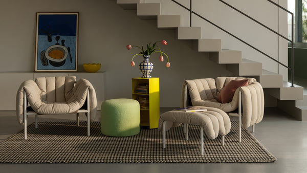 Puffy Lounge Chair + Ottoman Anthracite / Stainless by Faye Toogood - Hem
