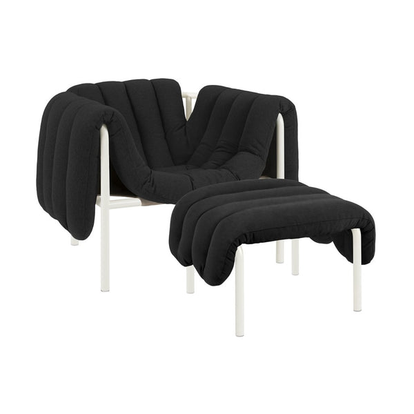 Puffy Lounge Chair + Ottoman Anthracite / Cream