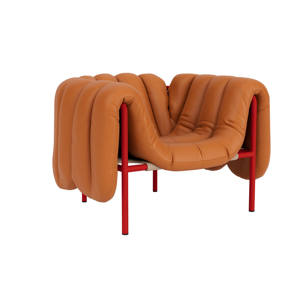Puffy Lounge Chair Elmosoft Leather 54035 / Traffic Red