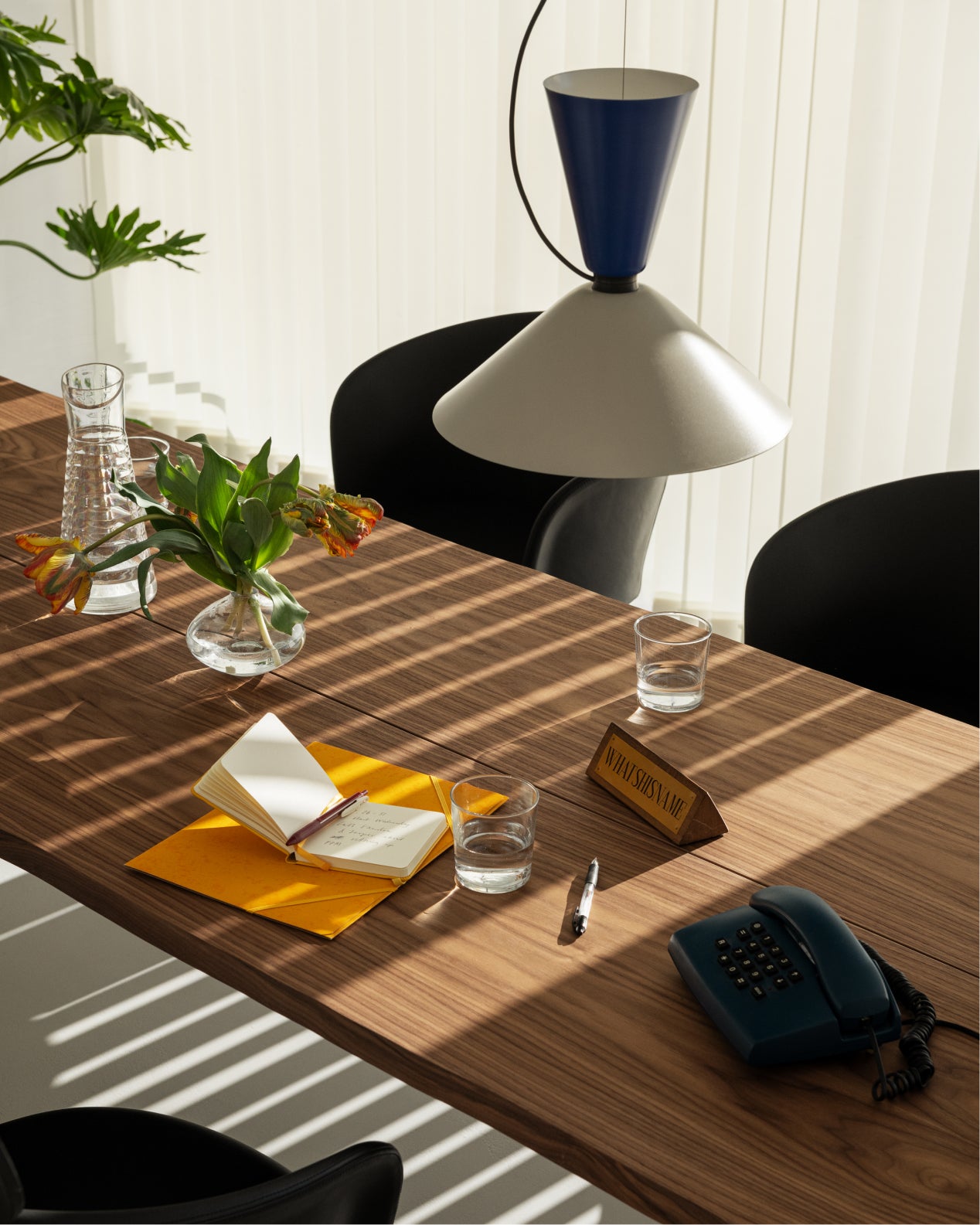 Hem - A dining scene featuring Alphabeta Pendant Light, Bookmatch Table and Kendo Chairs.