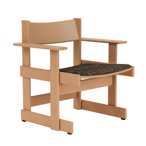Bullnose Lounge Chair Natural / Taupe Sheepskin Seat Pad (UK)