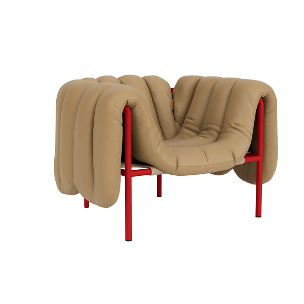 Puffy Lounge Chair Elmosoft Leather 03009 / Traffic Red