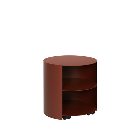 Hide Side Table Red Brown