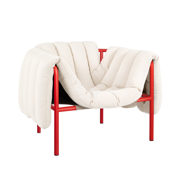 Puffy Lounge Chair Natural / Traffic Red