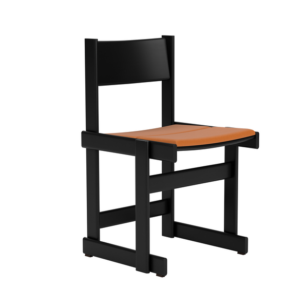Bullnose Chair Black / Elmosoft Leather 54035 Seat Pad (UK)
