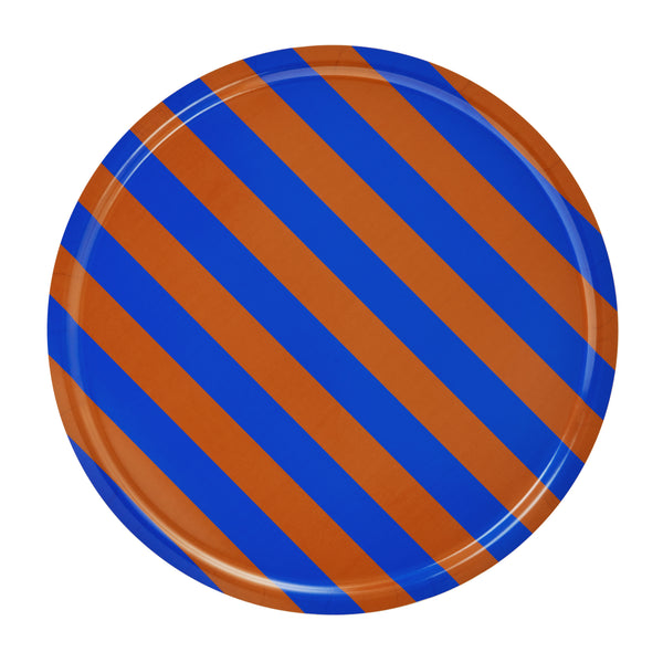 Stripe Tray Large Terracotta / Cobalt