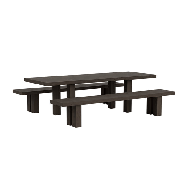 Max Table + Benches 250 cm / 98.4 in Black Stained Ash