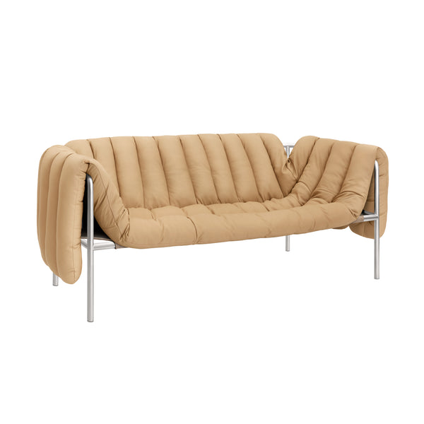 Puffy 2.5-seater Sofa Sand Leather / Stainless