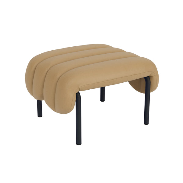 Puffy Ottoman Elmosoft Leather 03009 / Black Grey
