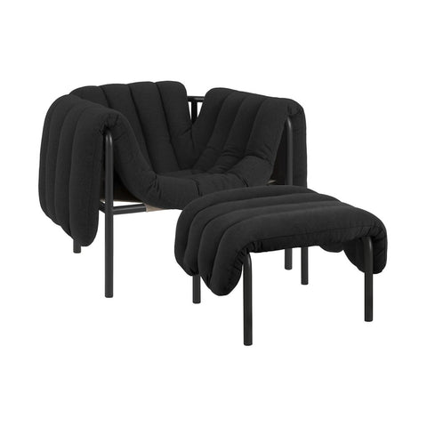 Puffy Lounge Chair + Ottoman Anthracite / Black Grey