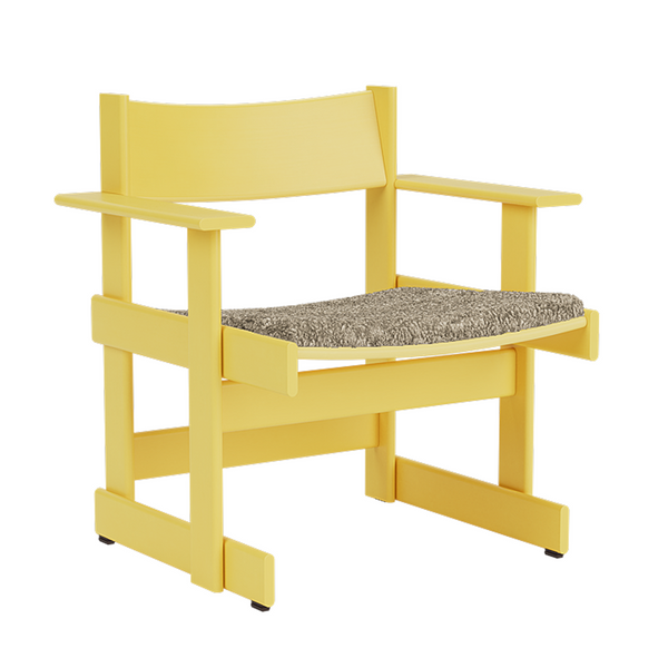 Bullnose Lounge Chair Yellow / Taupe Sheepskin Seat Pad