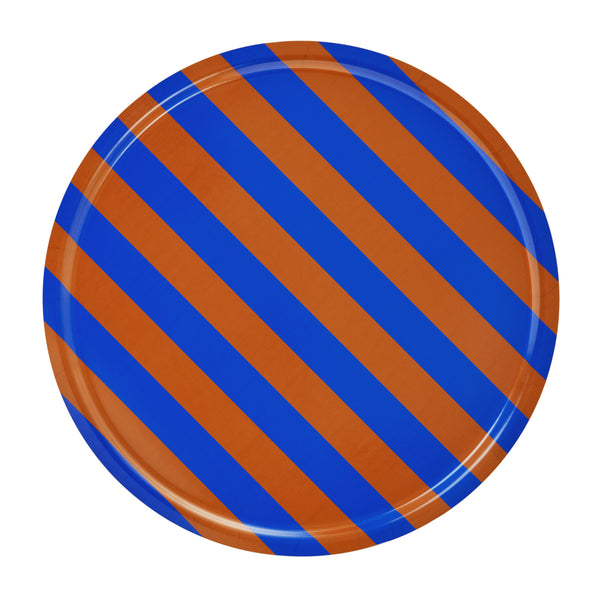 Stripe Tray Large Terracotta / Cobalt