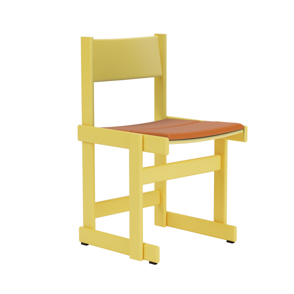 Bullnose Chair Yellow / Elmosoft Leather 54035 Seat Pad (UK)