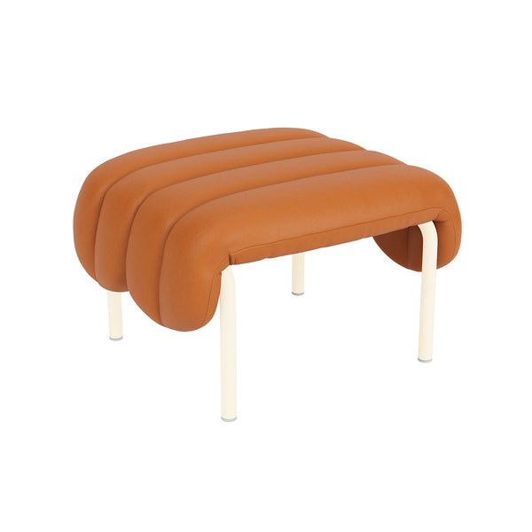 Puffy Ottoman Elmosoft Leather 54035 / Cream