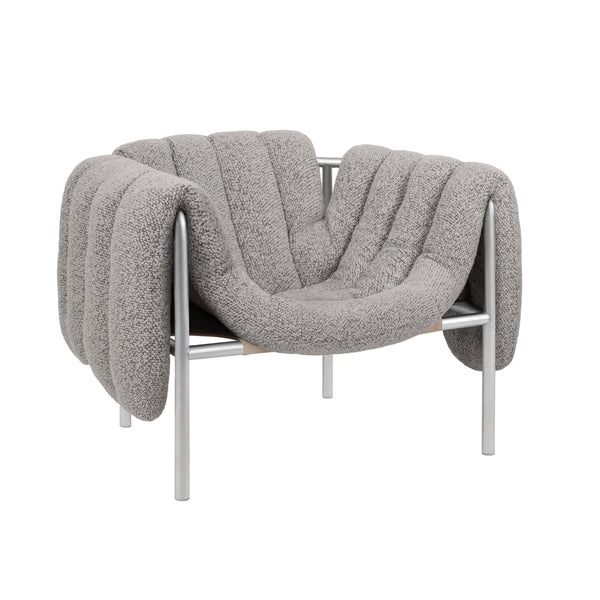 Puffy Lounge Chair Pebble / Stainless