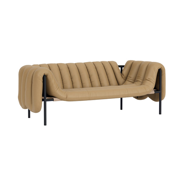 Puffy 2.5-seater Sofa Elmosoft Leather 03009 / Black Grey