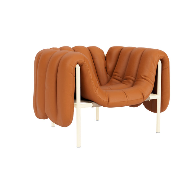 Puffy Lounge Chair + Ottoman Elmosoft Leather 54035 / Cream