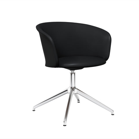 Kendo Swivel Chair 4-star Return Black Leather / Polished