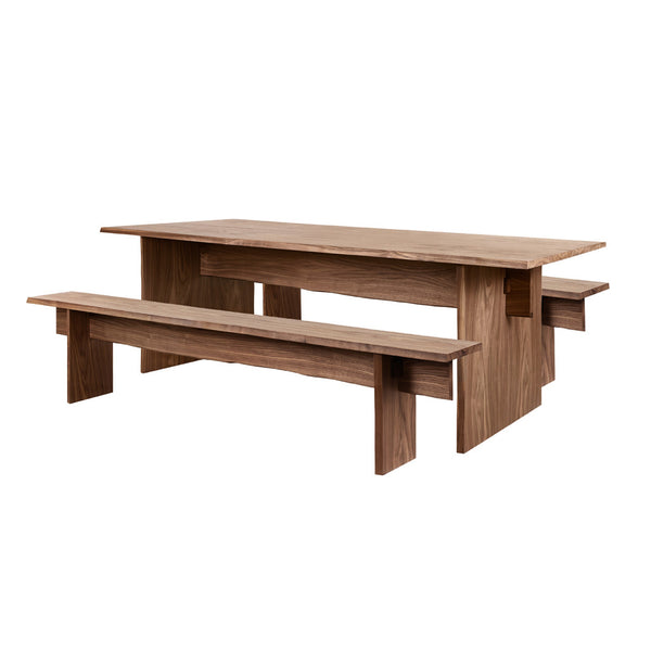 Bookmatch Table 220 cm / 86.6 in + Benches Walnut