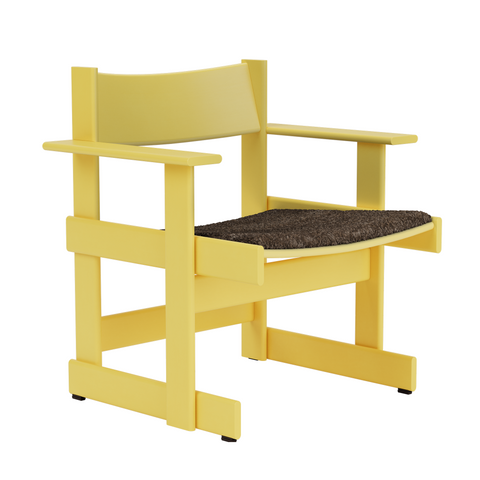 Bullnose Lounge Chair Yellow / Taupe Sheepskin Seat Pad