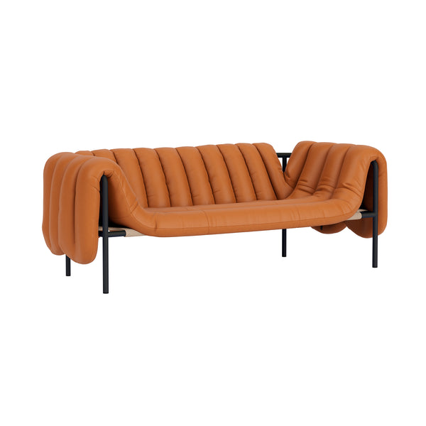 Puffy 2.5-seater Sofa Elmosoft Leather 54035 / Black Grey