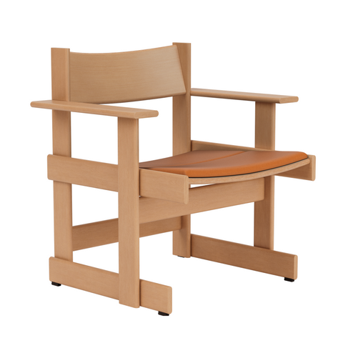 Bullnose Lounge Chair Natural / Elmosoft Leather 54035 Seat Pad UK